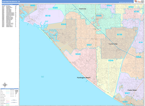Huntington Beach Wall Map